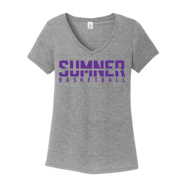 Sumner Basketball V-Neck Ladies Tee - Image 2