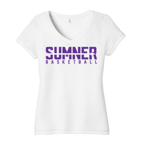 Sumner Basketball V-Neck Ladies Tee - Image 3