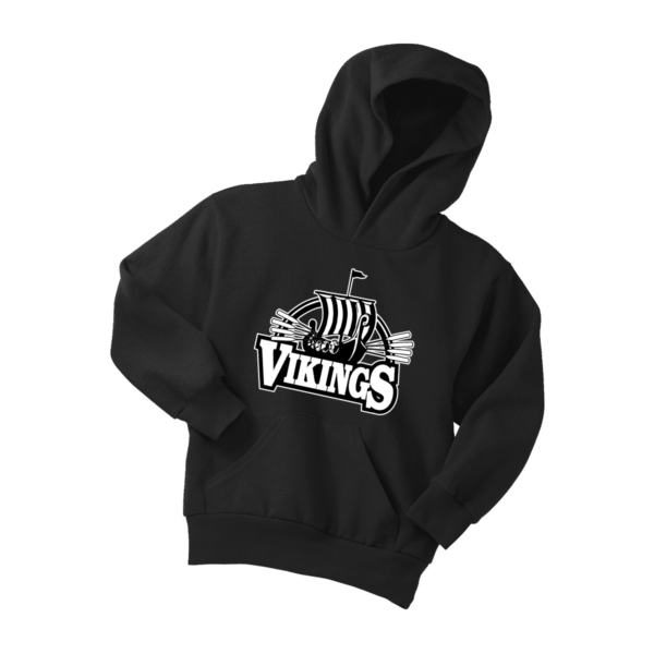 BLE Youth Cotton Poly 50/50 Hooded Sweatshirt *Viking Ship Design* - Image 4