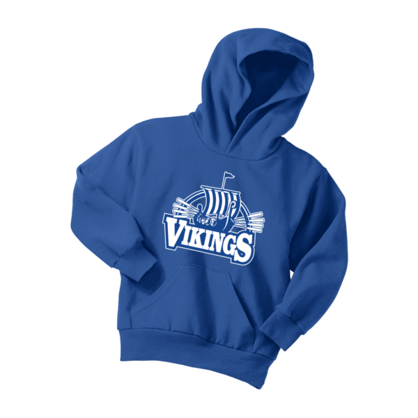 BLE Youth Cotton Poly 50/50 Hooded Sweatshirt *Viking Ship Design* - Image 3