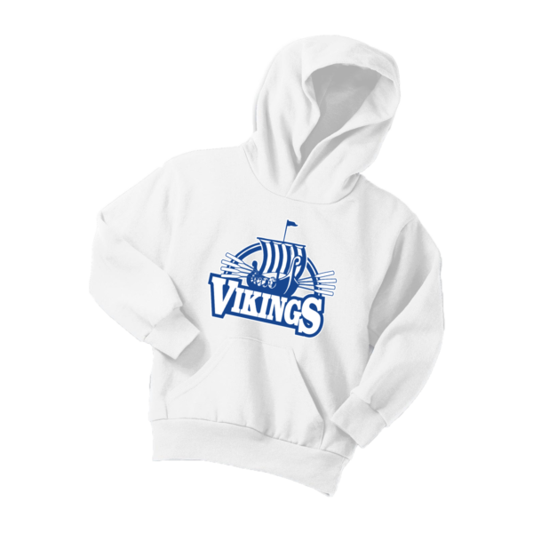 BLE Youth Cotton Poly 50/50 Hooded Sweatshirt *Viking Ship Design* - Image 2