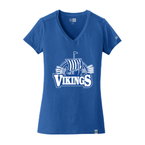 BLE Ladies New Era V-Neck 60/40 Cotton/Poly Shirt *Viking Ship Design*