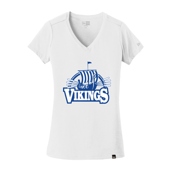 BLE Ladies New Era V-Neck 60/40 Cotton/Poly Shirt *Viking Ship Design* - Image 2