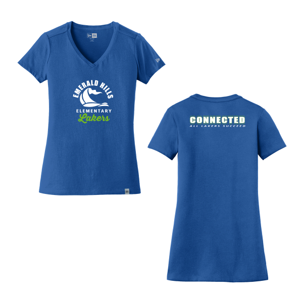 Emerald Hills Elementary Staff Ladies New Era V-Neck T-Shirt