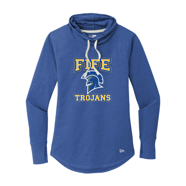 Fife Trojans New Era Ladies  Sueded Cotton Blend Cowl Pullover - Image 3
