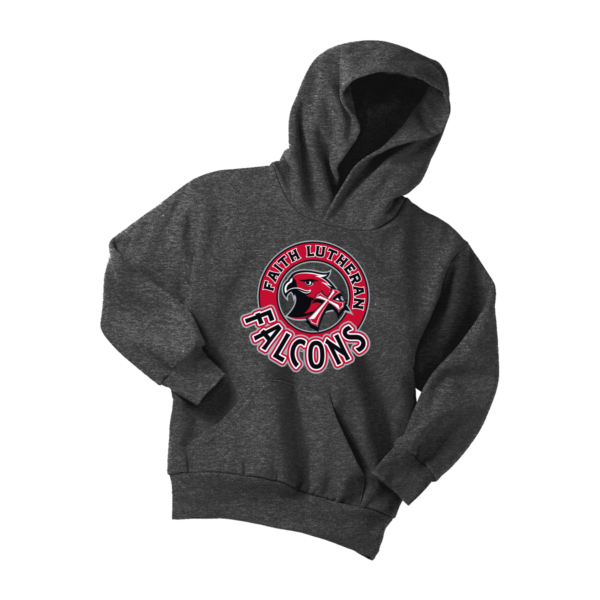 Faith Lutheran Port & Company® YOUTH Core Fleece Pullover Hooded Sweatshirt - Circle - Image 2