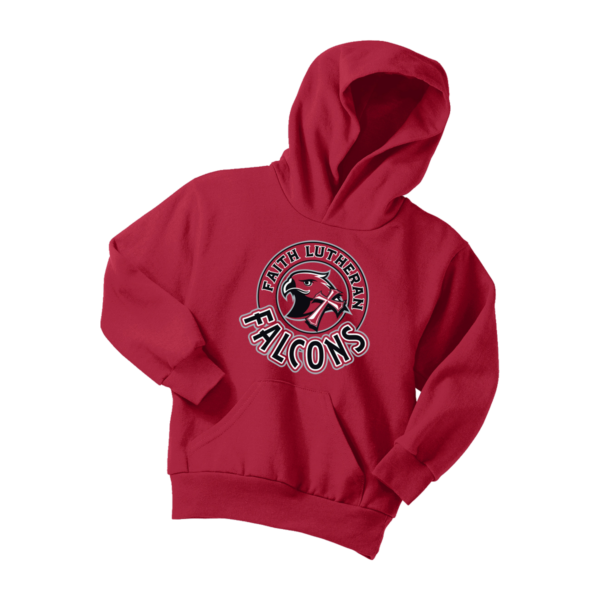 Faith Lutheran Port & Company® YOUTH Core Fleece Pullover Hooded Sweatshirt - Circle