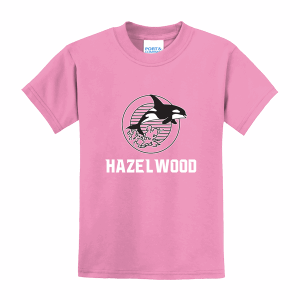 Hazelwood Elementary Pink/Purple Port & Co™ Youth Core Blend Tee - Image 2