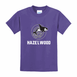 Hazelwood Elementary Pink/Purple Port & Co™ Youth Core Blend Tee