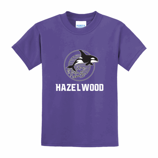 Hazelwood Elementary Pink/Purple Port & Co™ Youth Core Blend Tee